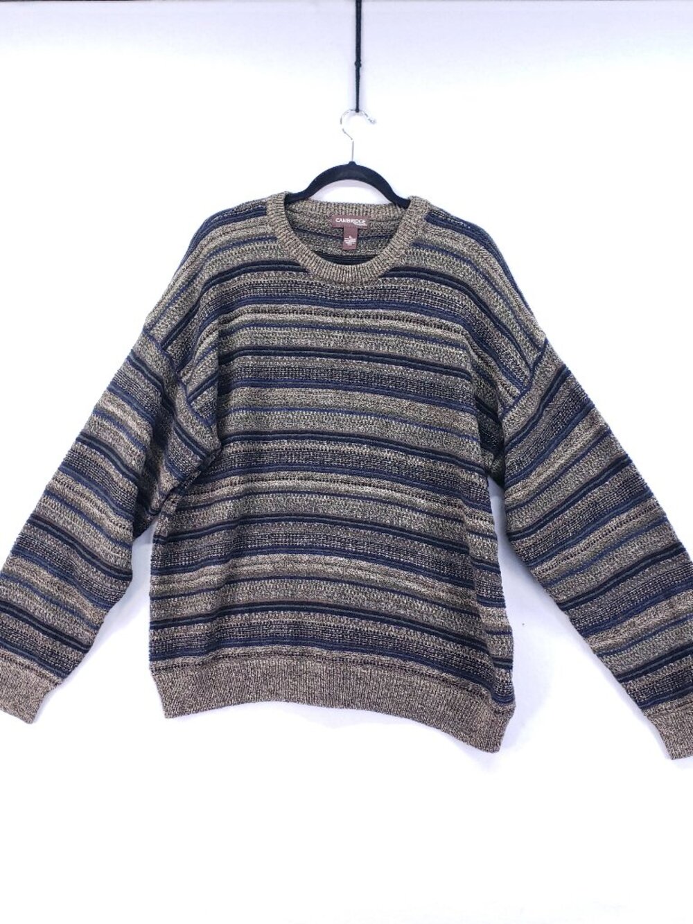 Vintage Cambridge Classics Sweater Size XL Men Striped 90s Acrylic Knit Grandpa